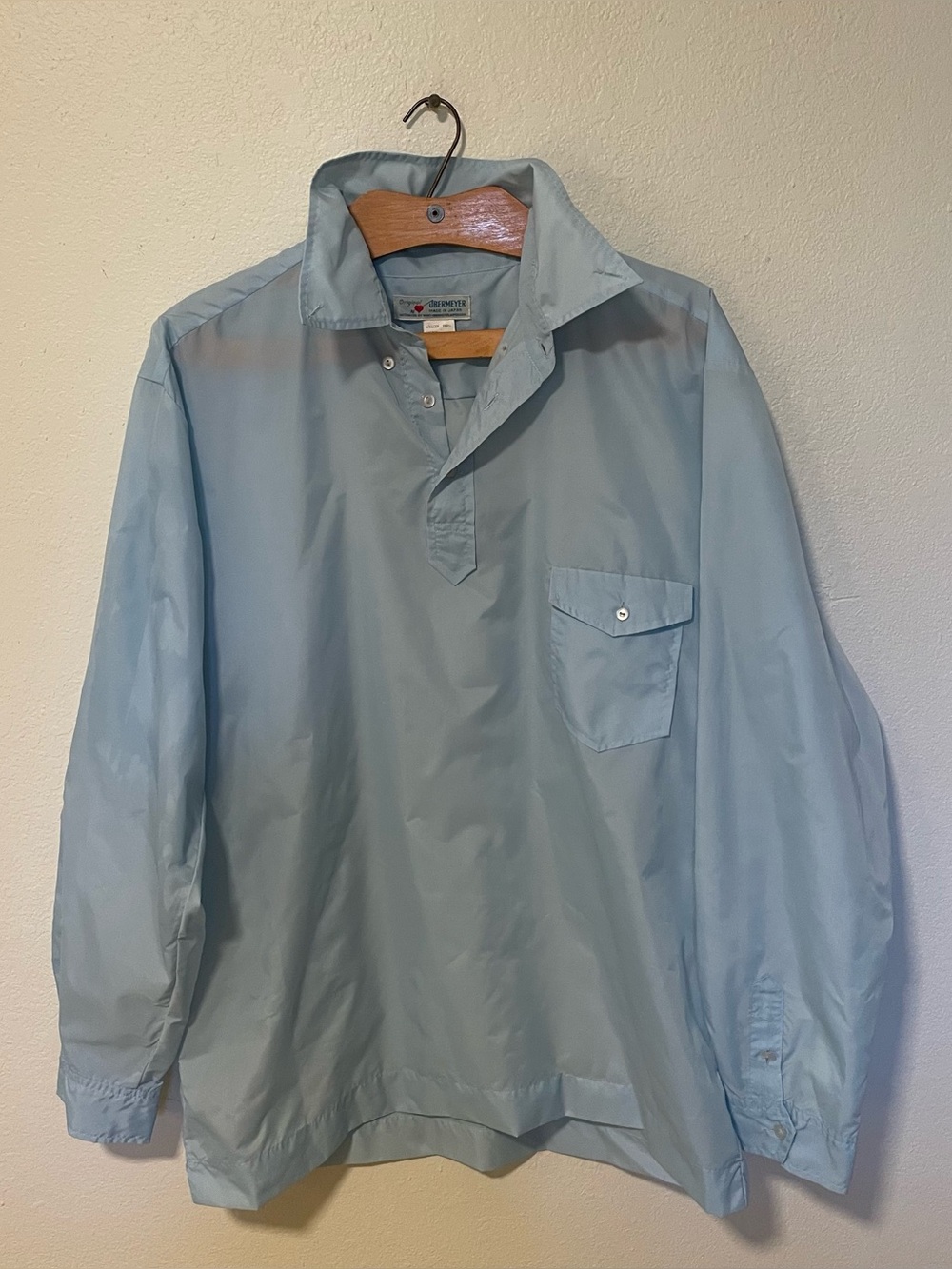 Vintage 70s Obermeyer Nylon Wind Shirt Pullover Blue Japan Men's L